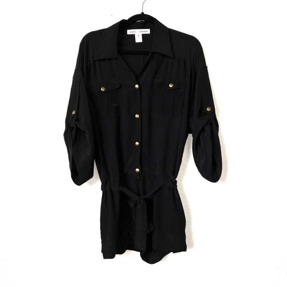 Amanda Uprichard‎ Black Gold Button Romper Size Small